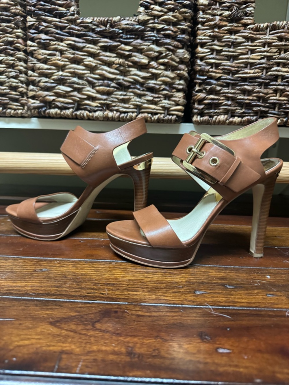 Michael Kors Cognac Brown Platform High Heel Sandals - Picture 6 of 7